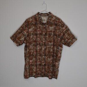 Tasso Elba Island Mens Tropical Button Down Shirt Sz XXL Plaid Hawaiian Palms